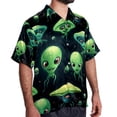 thumbnail image 2 of Alien Men's Casual Short Sleeve Printed Button Down Spread Collar Tops Summer Beach Shirts Unisex, 2 of 6