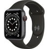 Apple Watch Series 6 GPS + Cellular, 44mm Space Gray Aluminum Case with Black Sport Band - Regular