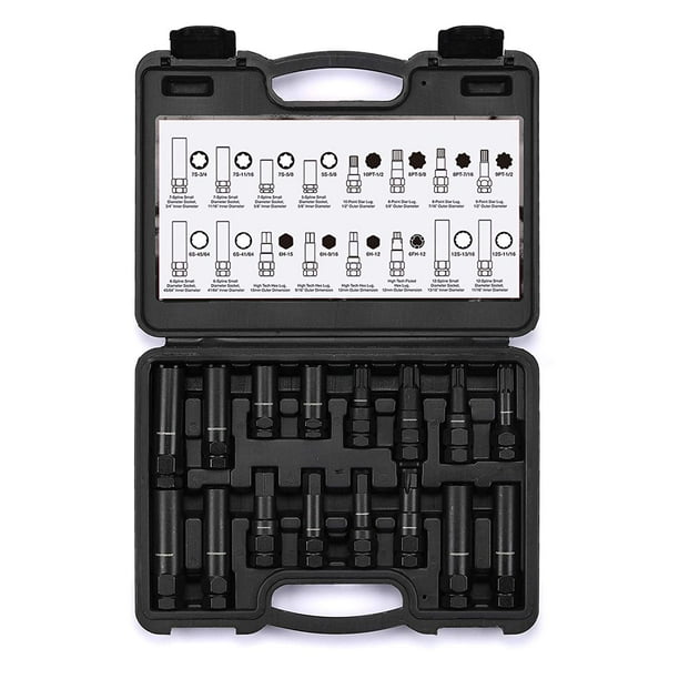 MIXPOWER 16Piece Locking Lug Nut Master Key Set of Spline Star and Hex