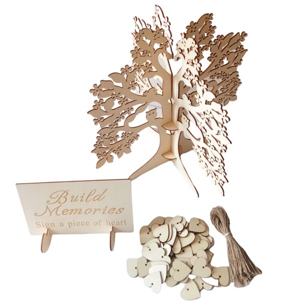 Naiovety 1 Juego de decoración de madera, artesanía de decorativa, árbol de los deseos, exquisitos suministros de boda, escritorios de Kits de decoración para fiestas Naiovety HA061122-00