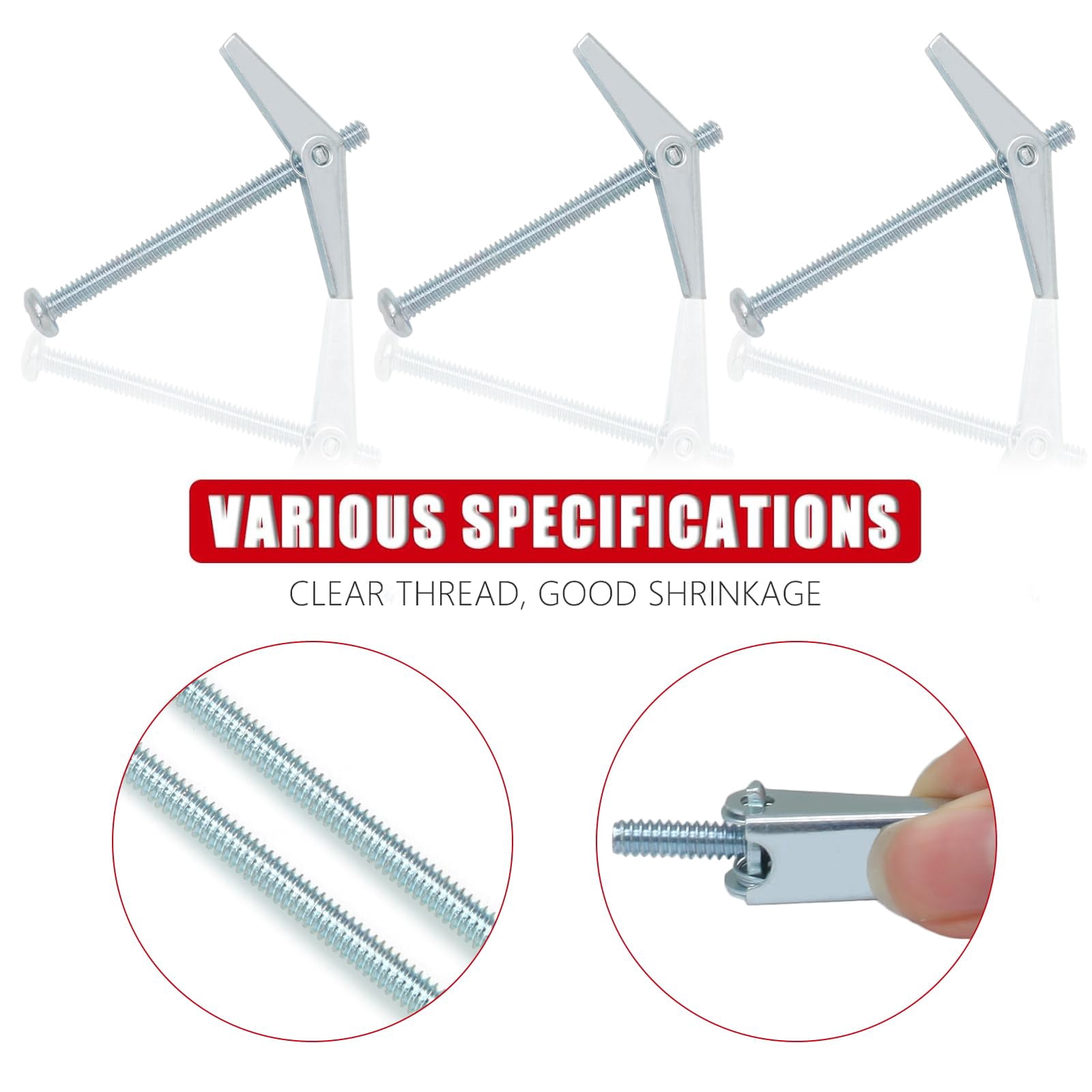 12 Pcs 1/8 x 2 Inch Spring Toggle Bolt, Heavy Duty Drywall Anchors, Butterfly Anchors, Metal Toggle Bolt for Hanging Heavy Items on Drywall Wood