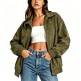 thumbnail image 6 of JUUNthy Women's Faux Suede Jacket, Zipper Lapel Collar Long Sleeve Loose Fashion Casual Outerwear Coat Brown M, 6 of 14