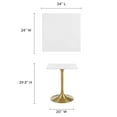 thumbnail image 4 of 24" Square Wood Top Dining Table with Aluminum Metal Base, Gold White, 4 of 7