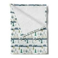 thumbnail image 2 of Winter Soft Flannel Fleece Throw Blanket, Cartoonish Snowy Landscape of Abstract Trees and Mountains with Birds Image, Cozy Plush for Indoor and Outdoor Use, 50" x 60", Multicolor, by Ambesonne, 2 of 5
