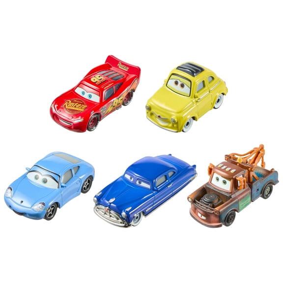Disney and Pixar Cars Travelin Team 5-Pack, Set of 5 1:55 Scale Die-Cast Toy Cars (Styles May Vary)