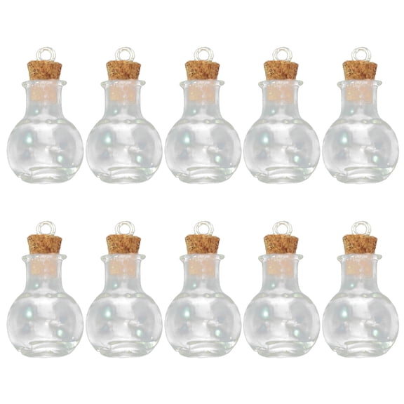 10pcs Clear Glass Cork Bottles For Creative Pendant Making Clear Glass Container