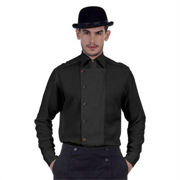 The Pirate Dressing C1293 Ulysses Side-Button Shirt- Black- Small