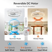 Ceiling Fans with Lights and Remote, 20 Low Profile Ceiling Fans, 3000-6000K Dimmable Modern Flush Mount LED Fan Light, Fandelier Ceiling Fan for Bedroom, Kitchen, Living Room, White