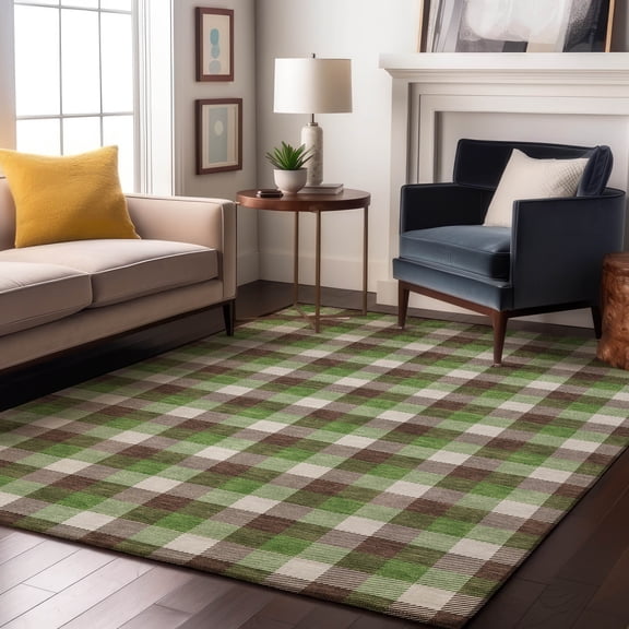Addison Rugs Mayfield Premium Machine Washable Transitional Plaid Brown Rectangle Rug, 9' x 12'