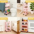 thumbnail image 4 of Pinksheep Slim Rolling Storage Cart, 4Tier Bathroom Organizer Utility Carts Shelving Unit with Wheels for Kitchen, Pink, 4 of 9