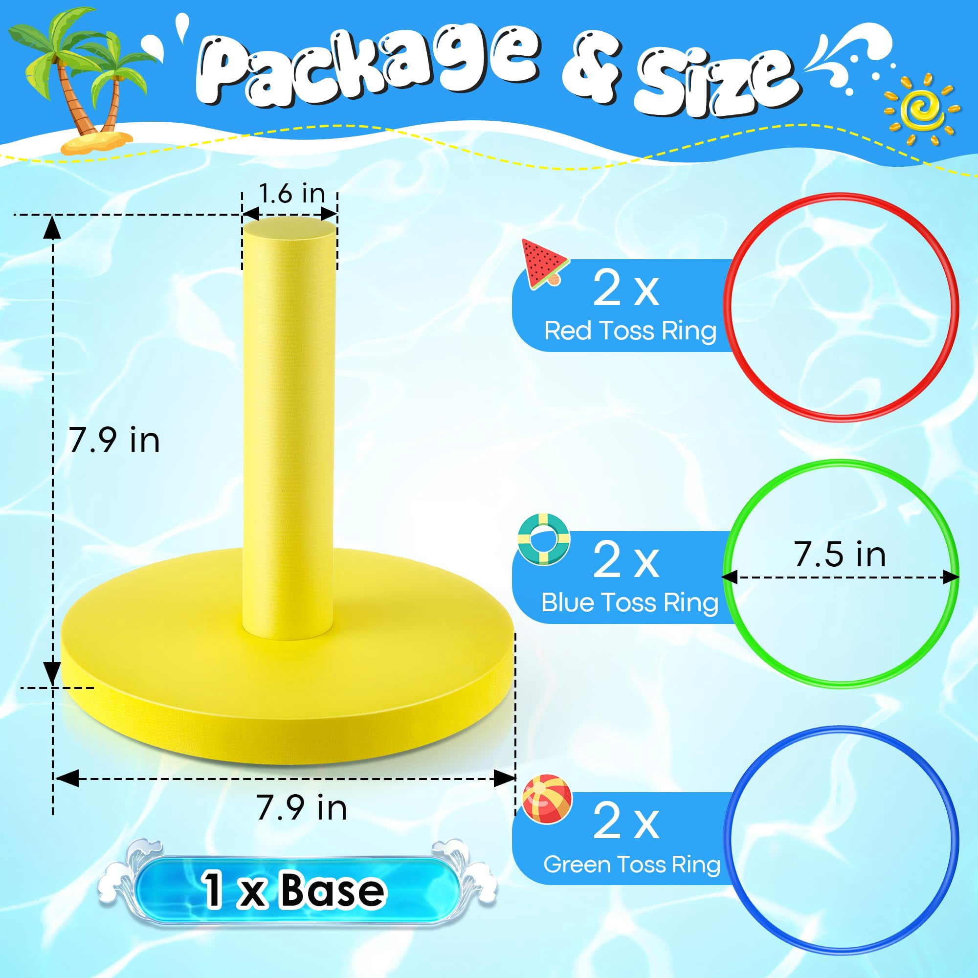 Pool Ring Toss Game EVA Float Summer Outdoor Beach Yard Party