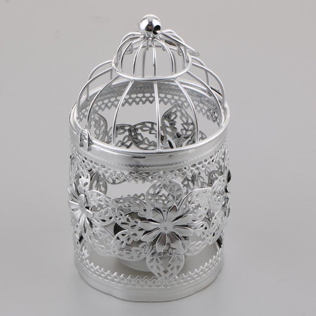 Retro Elegante Metal Tealight Candle Holder Linternas Colgantes Eletroplated Proceso candeliere para La Decoración para hogar, 3.15 X 5.51 Pulgadas Macarena Portavelas de metal con forma de jaula para pájaros