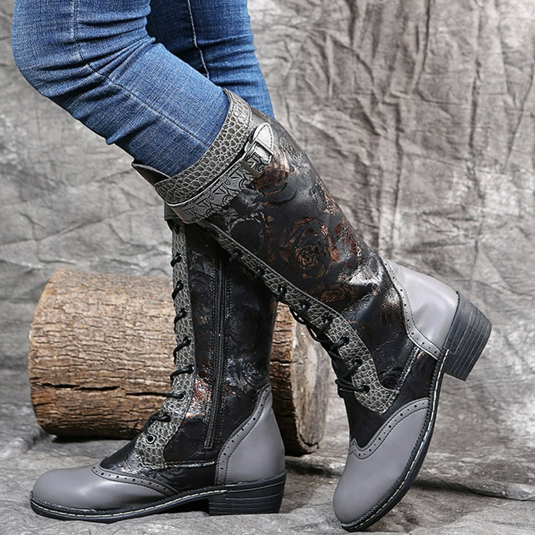 Ki-8Jcud Wide Calf Over The Knee Boot Zipper High Heels Breathable Fashion  Women'S Shoes Boots Retro Women'S Boots Womens Cowboy Boots Wide Calf Size
