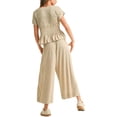 thumbnail image 4 of PUWEI Women's 2 Piece Smocked Top & High Waisted Wide Leg Pants Set Boho Matching Set Lounge Outfit with Pockets, 4 of 7