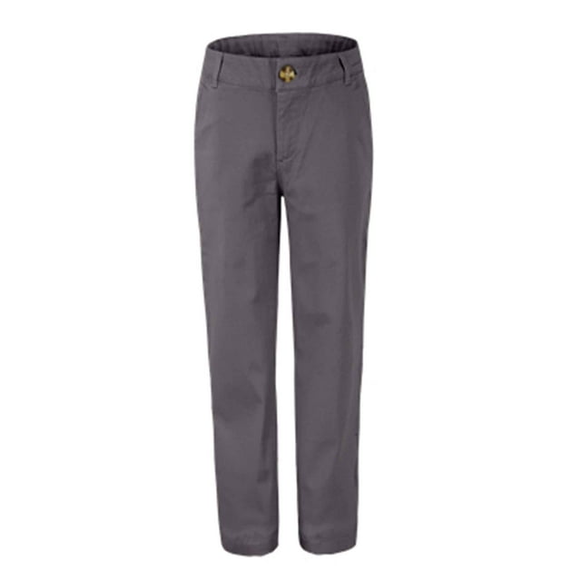 Bienzoe Girl's Cotton Slim Adjustable Waist School Uniform Pants Grey 16