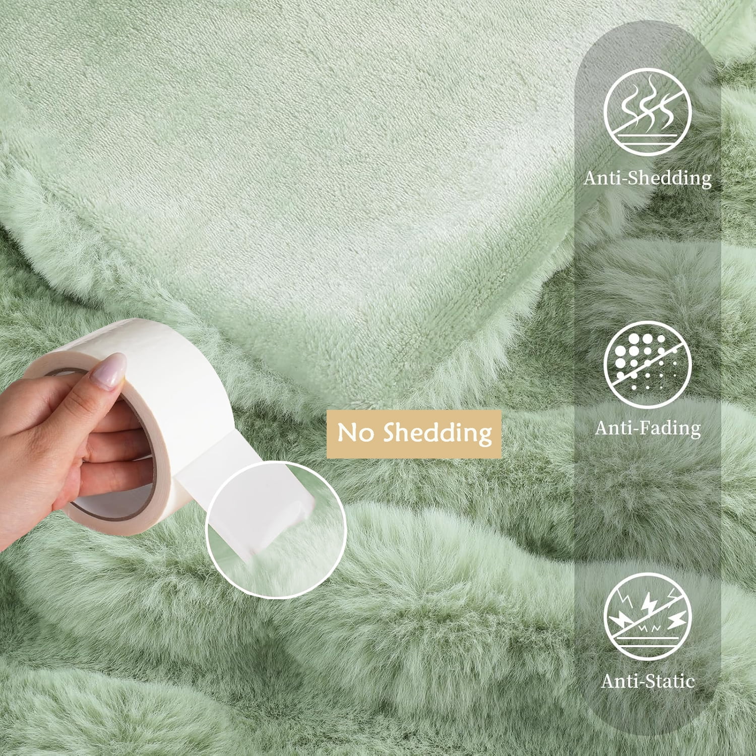 GHOUSE Fluffy Throw Blanket 60x80 Inches Soft Furry Faux Fur Throw Blanket 860GSM Green Blanket for Couch Bed