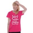 thumbnail image 4 of Jesus in Heart and Coffee in Veins Womens Slim Fit Graphic Tee Brisco Brands S, 4 of 5