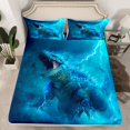 thumbnail image 2 of jejeloiu Wild Dinosaur Dino Bed Sheets,Abstract Blue Lightning King Sheets For Bots Teens 4pcs, 2 of 7