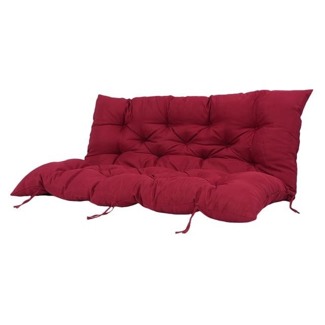 3 Seater Porch Swing Cushion with Backrest and Ties, Made of Premium Polyester and PP Cotton, Great for Outdoor Furniture, Features Rivet and Tufted Design