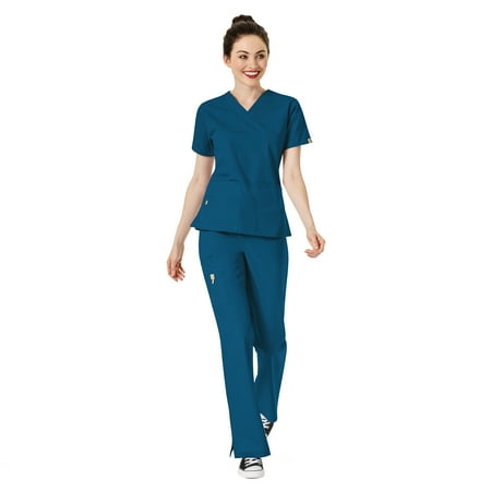 

WonderWink Origins Women s The Bravo 5-Pocket Top & Romeo Flare Pant Scrub Set