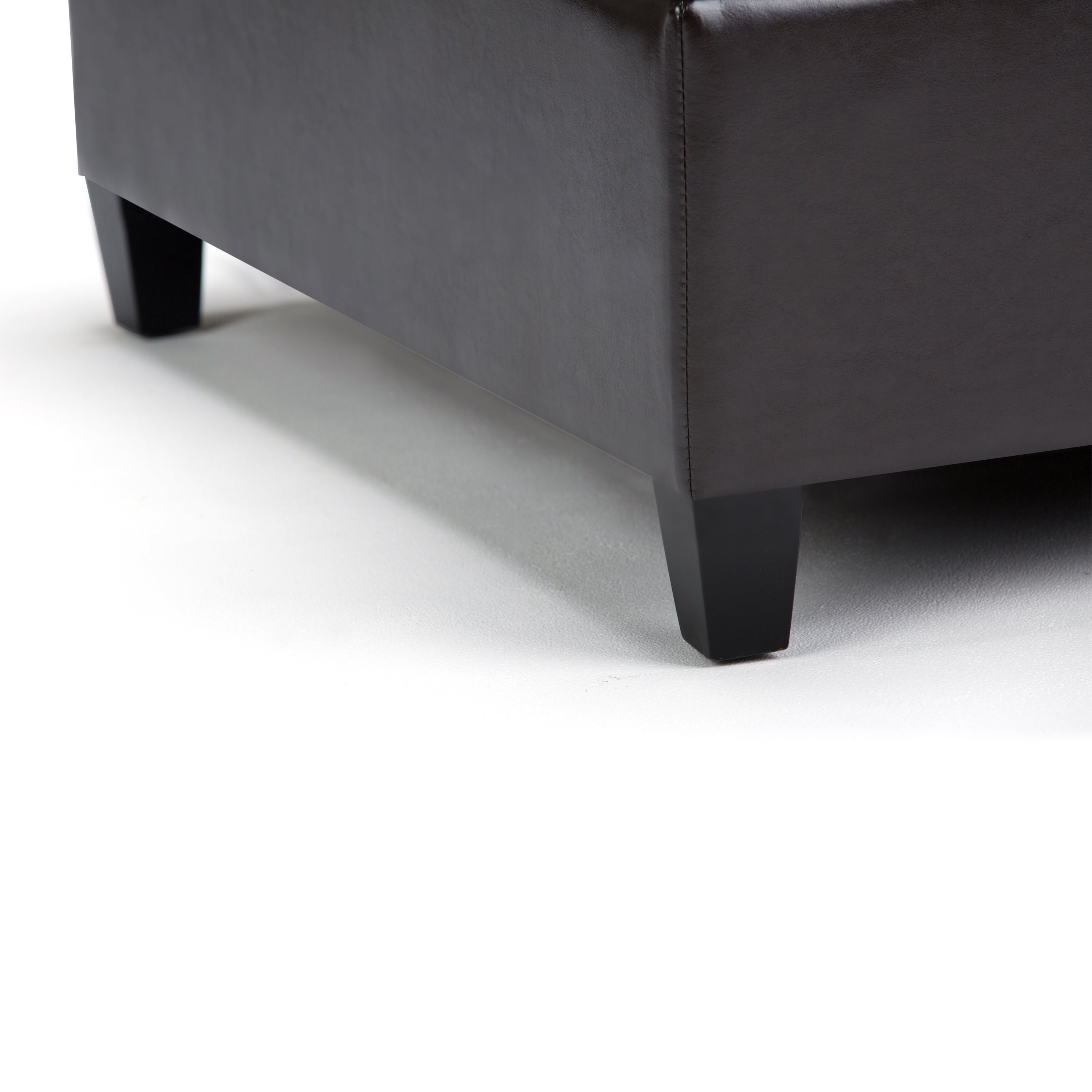 Harrison 36 inch Wide Transitional Coffee Table Storage Ottoman in Tanners Brown Vegan Leather