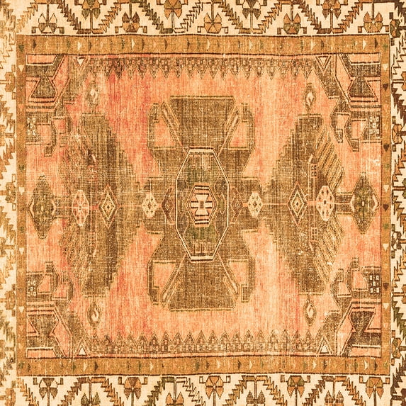 Ahgly Company Indoor Square Persian Orange Traditional Area Rugs, 5' Square