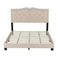 thumbnail image 4 of Queen Size Upholstered Bed Frame with Rivet Design, Modern Velvet Platform Bed with Tufted Headboard,Beige, 4 of 11