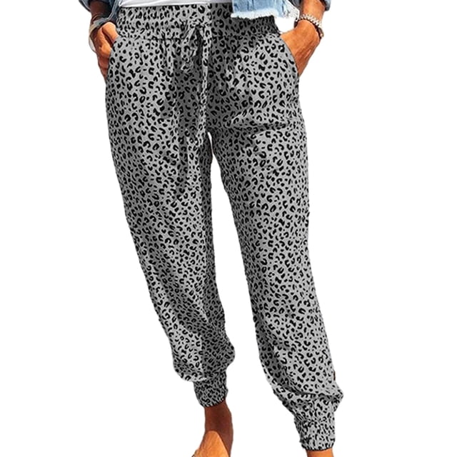 Pantalones deportivos holgados con cintura elástica, cordón ajustable y bolsillos para mujer