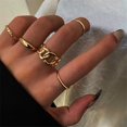 thumbnail image 1 of Juego de 9 Uds. De anillos de cadena de Color dorado Punk para mujeres y niñas, anillos finos de dedo Irregular a la moda, regalo 2023, joyería para nudillos para mujer, fiesta Tan Jianjun unisex, 1 of 2