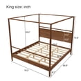 thumbnail image 7 of Euroco Wood King Size Canopy Bed, Platform Bed with Four Posters, Walnut, 7 of 7