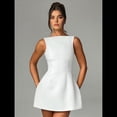 thumbnail image 4 of Vestido Mini de Verano para Mujer, Sin Mangas, con Cremallera, Cuello Alto, Ajustado, Corte A, para Fiesta y Club L, 4 of 9