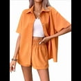 thumbnail image 3 of Conjuntos de Dos Piezas de y Algodón para Mujer, de Verano, para Playa, para Estar en Casa, Color Naranja y Rojo, Talla S, 3 of 9