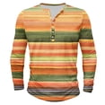 thumbnail image 2 of gbyLJF Men's Striped Printed Shirt Personality Fashion Multi-color Long Sleeve Blouse Lightweight Slim Fit Half-button Round Neck Top, 2 of 4