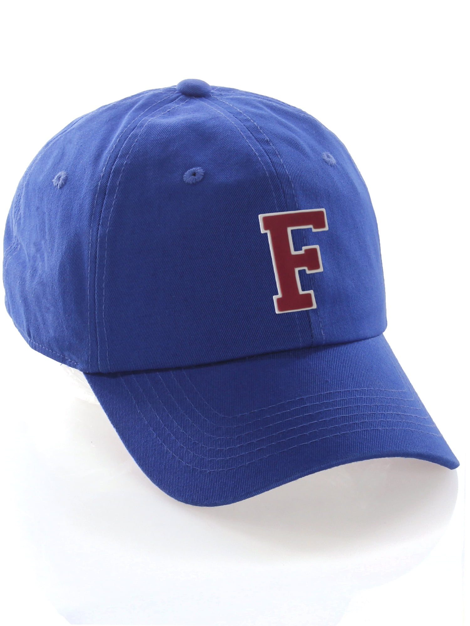 Custom Hat A to Z Initial Letters Classic Baseball Cap, Blue Hat White Red  Letter F