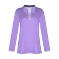 thumbnail image 4 of Work Blouses for Women Women's Spring And Fashion Casual Solid Color Printed Zipper V-Neck Long Sleeve Shirt Tops, 4 of 7