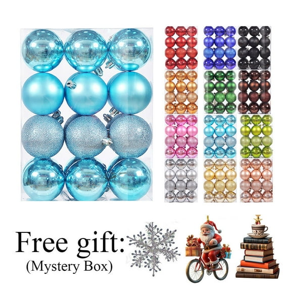 EGNMCR 24Pcs Christmas Balls Ornaments for Xmas Christmas Tree - Christmas Tree Decorations Hanging Ball for Holiday Wedding Party Decoration (Sky Blue, 3CM)