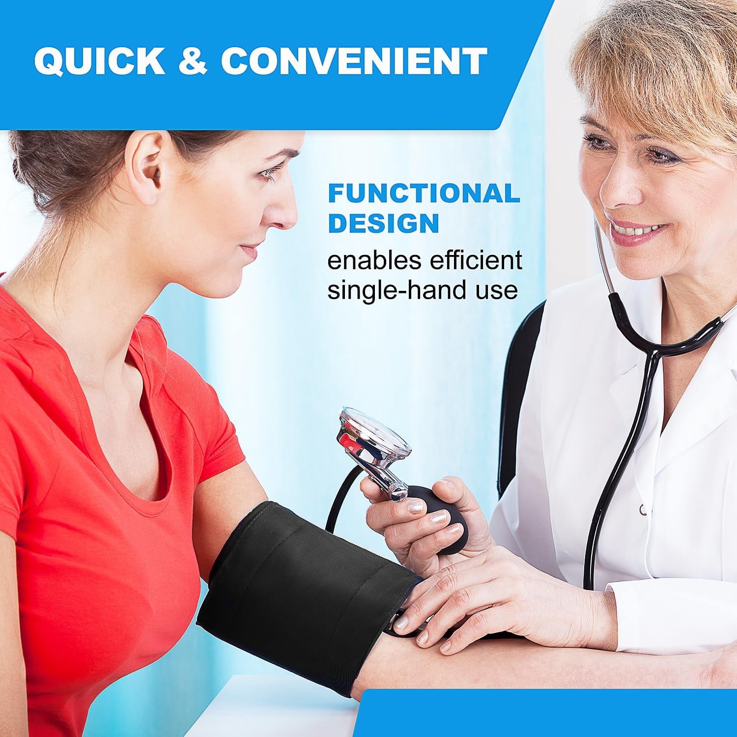 Primacare DS-9185 Aneroid Sphygmomanometer and Blood Pressure Cuff Set with Portable Case, 5 Sized Nylon Cuffs