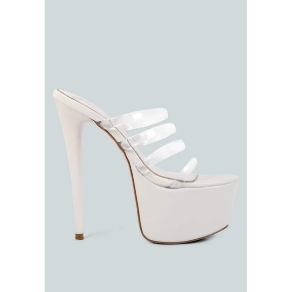 Shots Up Ultra High Heel Clear Straps Sandals