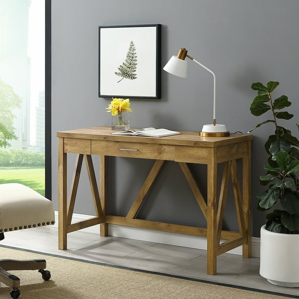 Woven Paths Rustic Farmhouse Computer Writing Desk with Drawer