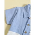 thumbnail image 5 of Toddler Boys Summer Beach Outfits Short Sleeve Contrast Color Button Shirt Shorts Set, 5 of 9