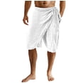 thumbnail image 3 of Ceisia Men's Linen Wrap Beach Shorts Elastic Waist Raw Edge Casual Shorts Gifts, 3 of 5