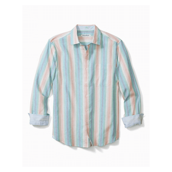 $138 Tommy Bahama Men's, Sunset Pier Stripe Shirt, Blue Crush, S