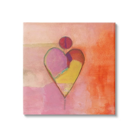 Bold Heart Circle Pattern Abstract Painting Gallery Wrapped Canvas Print Wall Art