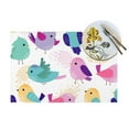thumbnail image 4 of XMXT 6 Pcs PVC Woven Placemats, Colorful Cartoon Bird Painting Stain Resistant Anti-Skid Place Mats for Dining Table, 12 x 18 inches, 4 of 6