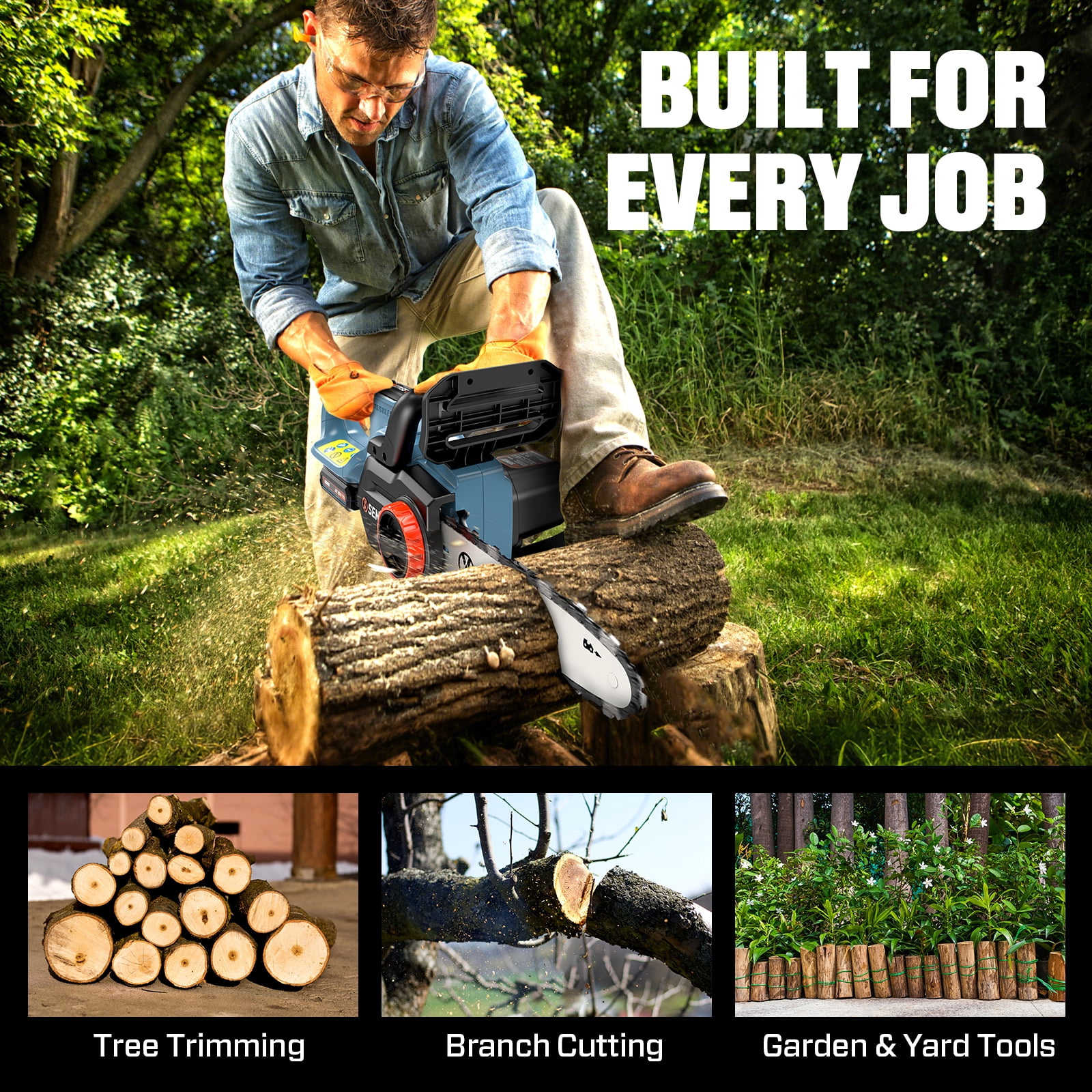 SENIX 20V 10-inch Brushless Cordless Chainsaw with Automatic Oiler