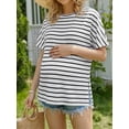 thumbnail image 2 of Weardear 4 Packs Maternity Shirts Crew Neck Batwing Short Sleeve Pregnancy Tunic Tops Split Side Summer T Shirt for Women, 2 of 6