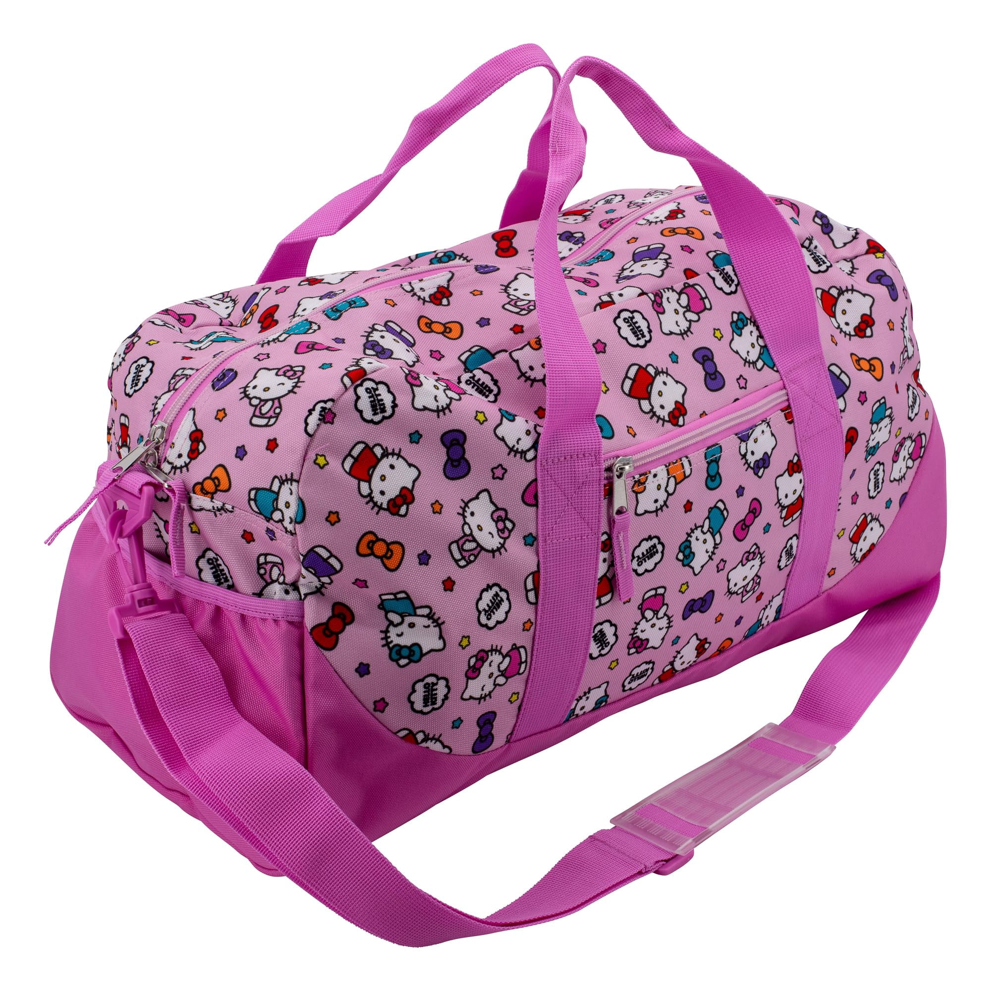 Hello Kitty Duffle Bag, 16” Travel Sleepover Bag for Girls, Weekender Bag, Pink Dance Bag