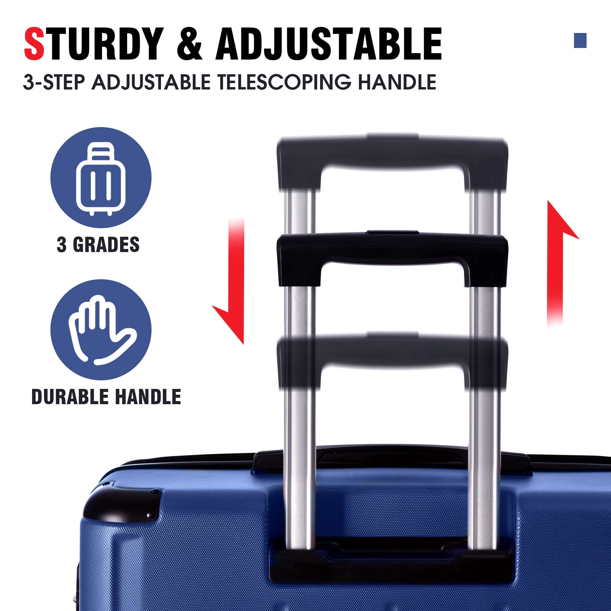 Hardshell Luggage, Lightweight Durable ABS Suitcases with Double Wheels, Expandable 28-inch Checked Luggage