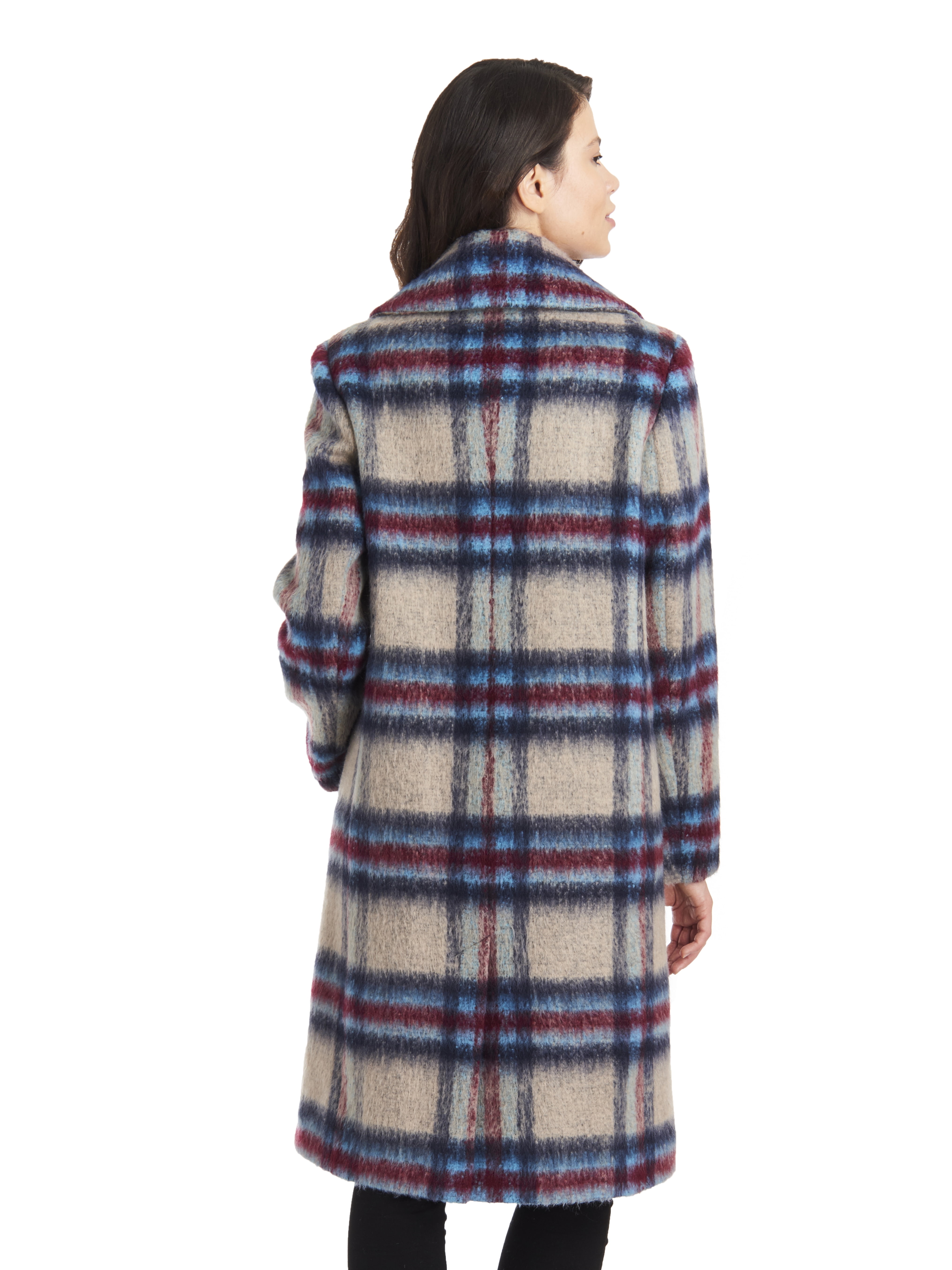 Kensie Women's Long Plaid Coat