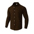 thumbnail image 5 of Cagogo Men Plus Size 2 Piece Outfits Collared Long Sleeve Shirt Wide Leg Drawstring Pants Casual Sets Solid Basic Loungewear Vacation Travel, Coffee XL, 5 of 5
